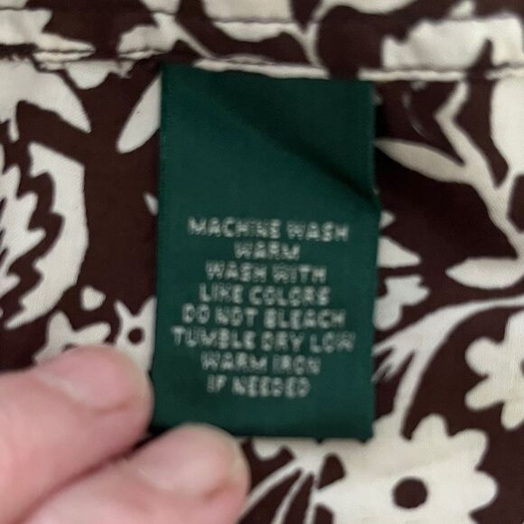 Ralph Lauren Brown / White Floral Women's Button up Blouse SZ L - Picture 8 of 10